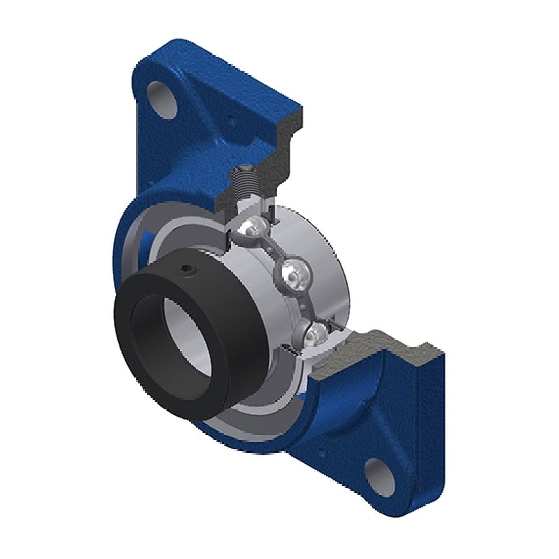 SNR EXFE208N Metric Four Bolt Square Cast Iron Flange Housing with 40mm Bore Eccentric Collar Insert - Allow 2-3 Days