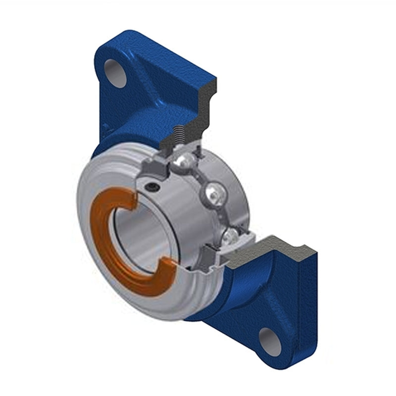 SNR UCF206CO Metric Four Bolt Square Cast Iron Flange Housing with 30mm Bore Insert with Narrow Steel Plate Cover - Open Version - Allow 2-3 Days