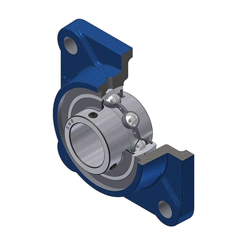 SNR UCF207N Metric Four Bolt Square Cast Iron Flange Housing with 35mm Bore Insert - Allow 2-3 Days