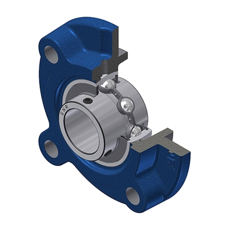 SNR UCFC211 Metric Four Bolt Cast Iron Round Flanged Housing with 55mm Insert - Allow 2-3 Days