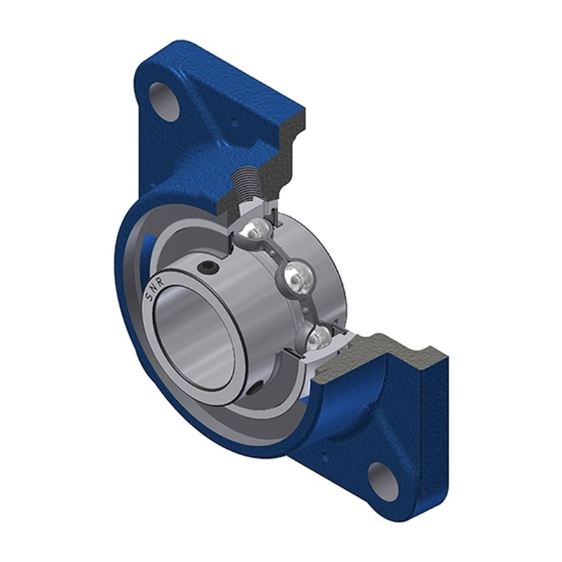 SNR UCFE206N Metric Four Bolt Square Cast Iron Flange Housing with 30mm Bore Insert - Allow 2-3 Days