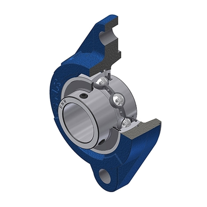 SNR UCFLZ210 Metric Two Bolt Oval Cast Iron Flange Housing with 50mm Bore Insert - Allow 2-3 Days