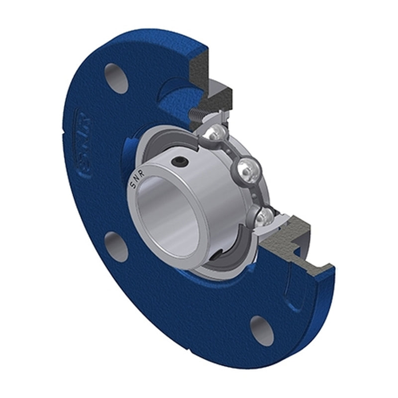 SNR USFCE211 Metric Four Bolt Cast Iron Round Flanged Housing with 55mm Insert - Allow 2-3 Days