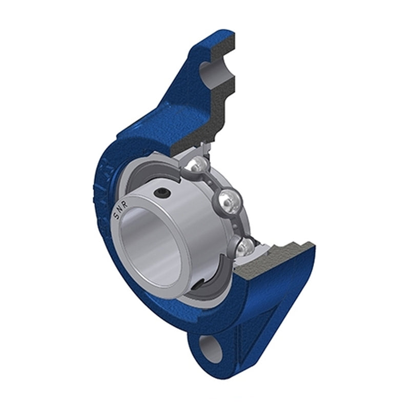 SNR USFLE203 Metric Two Bolt Oval Cast Iron Flange Housing with 17mm Bore Insert - Allow 2-3 Days