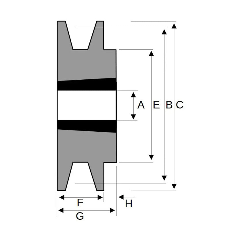 75X1SPA 75mm Pitch Diameter SPA Section Tapered Locking Bush Type Pulley with 1 Groove (Bush not Incl.)