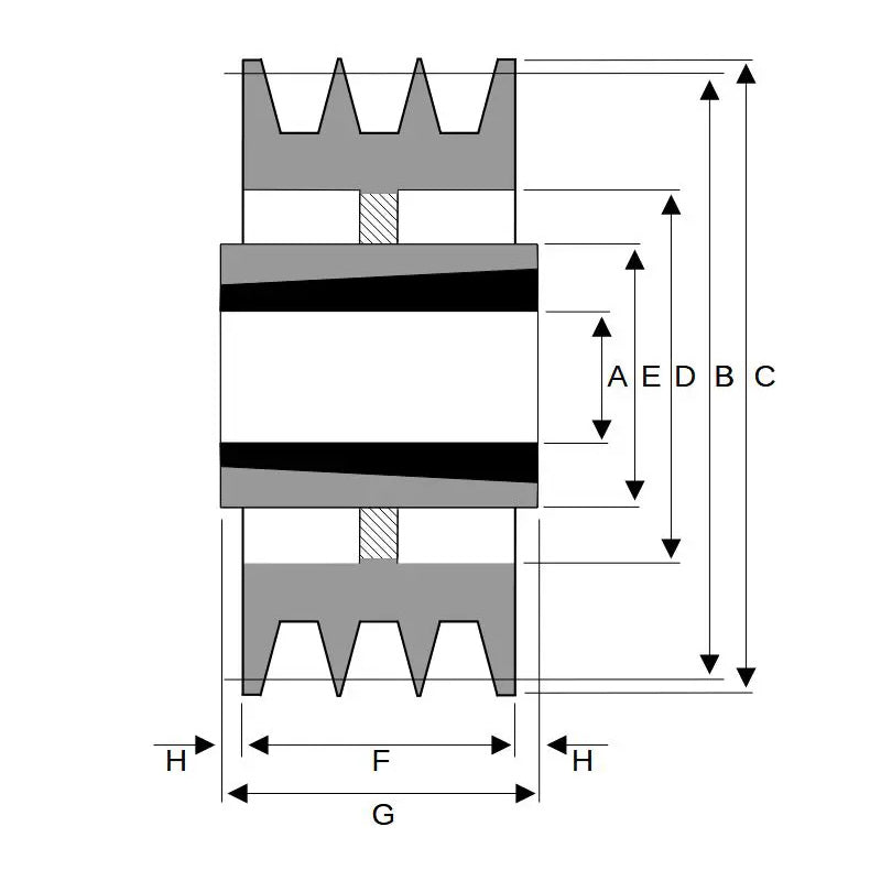 630X3SPC 630mm Pitch Diameter SPC Section Tapered Locking Bush Type Pulley with 3 Grooves (Bush not Incl.)