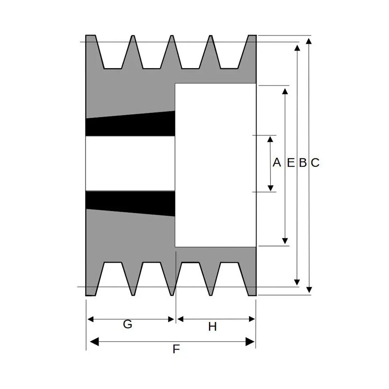 170X4SPA 170mm Pitch Diameter SPA Section Tapered Locking Bush Type Pulley with 4 Grooves (Bush not Incl.)