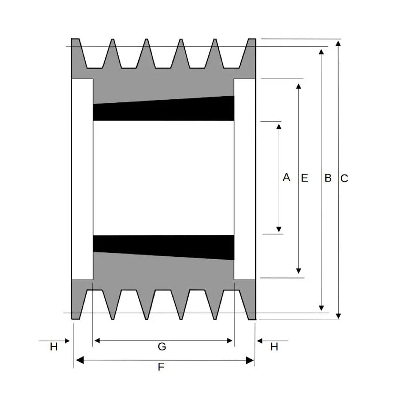 150X5SPA 150mm Pitch Diameter SPA Section Tapered Locking Bush Type Pulley with 5 Grooves (Bush not Incl.)