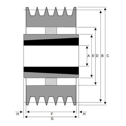 PowerDrive 450X5SPA 450mm Pitch Diameter SPA Section Tapered Locking Bush Type Pulley with 5 Grooves (Bush not Incl.) - Allow 2-3 Days