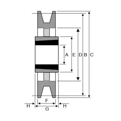 PowerDrive 1250X10SPB 1250mm Pitch Diameter SPB Section Tapered Locking Bush Type Pulley with 10 Grooves (Bush not Incl.) - Allow 2-3 Days