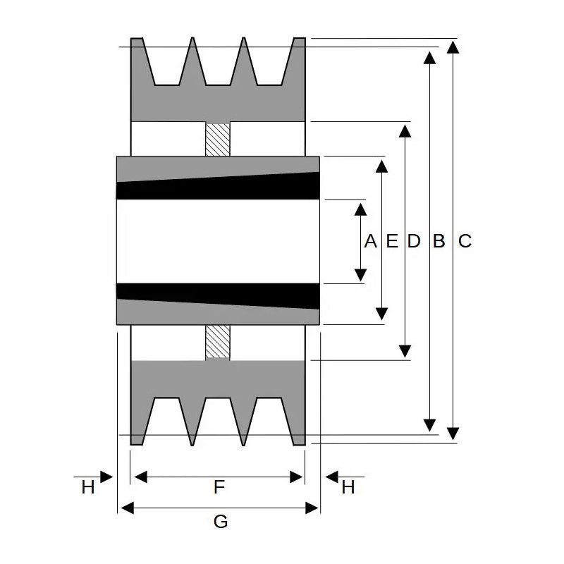 400X3SPB 400mm Pitch Diameter SPB Section Tapered Locking Bush Type Pulley with 3 Grooves (Bush not Incl.)