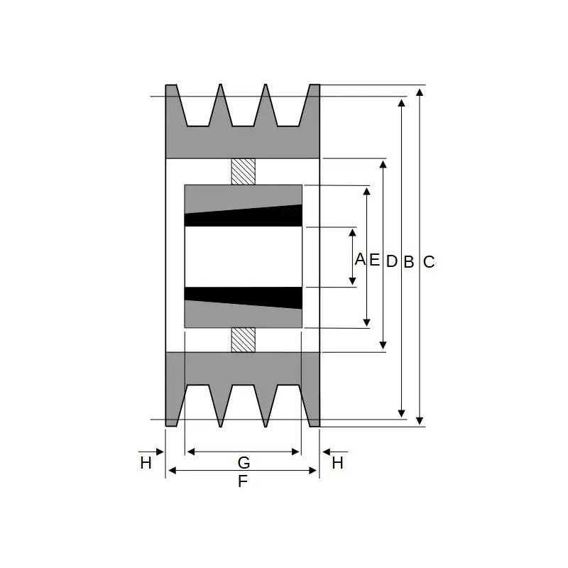 PowerDrive 710X3SPB 710mm Pitch Diameter SPB Section Tapered Locking Bush Type Pulley with 3 Grooves (Bush not Incl.) - Allow 2-3 Days