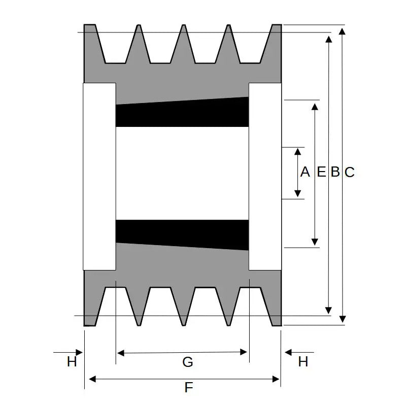 236X4SPB 236mm Pitch Diameter SPB Section Tapered Locking Bush Type Pulley with 4 Grooves (Bush not Incl.)