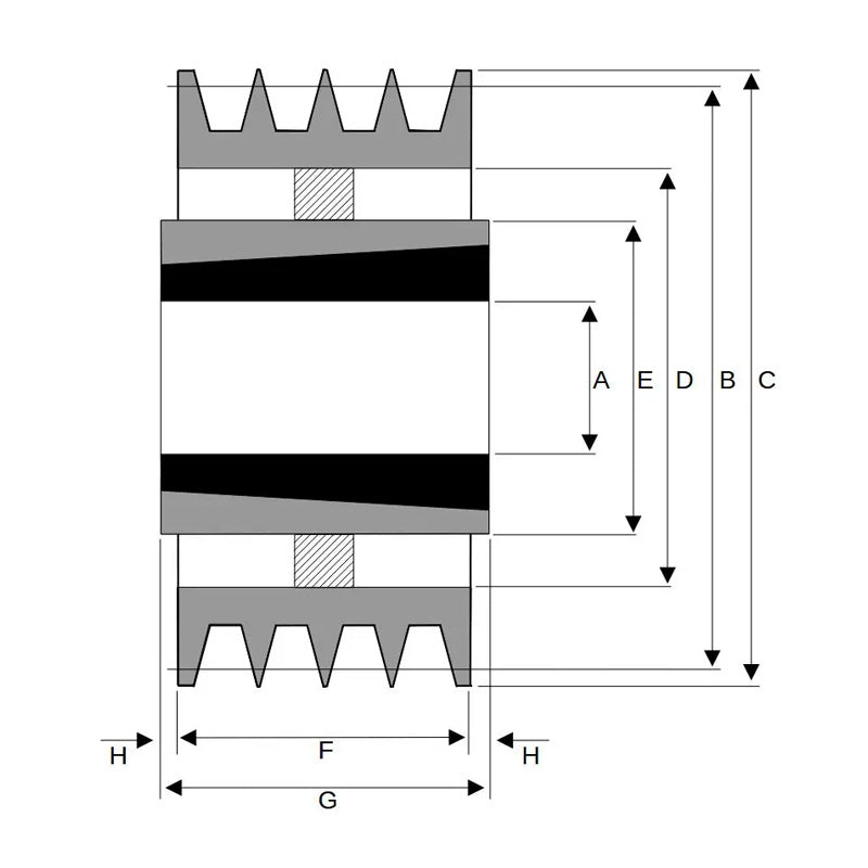 355X4SPB 355mm Pitch Diameter SPB Section Tapered Locking Bush Type Pulley with 4 Grooves (Bush not Incl.)