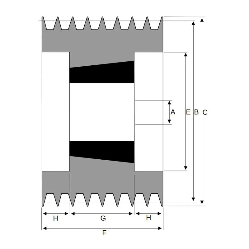 180X8SPB 180mm Pitch Diameter SPB Section Tapered Locking Bush Type Pulley with 8 Grooves (Bush not Incl.)