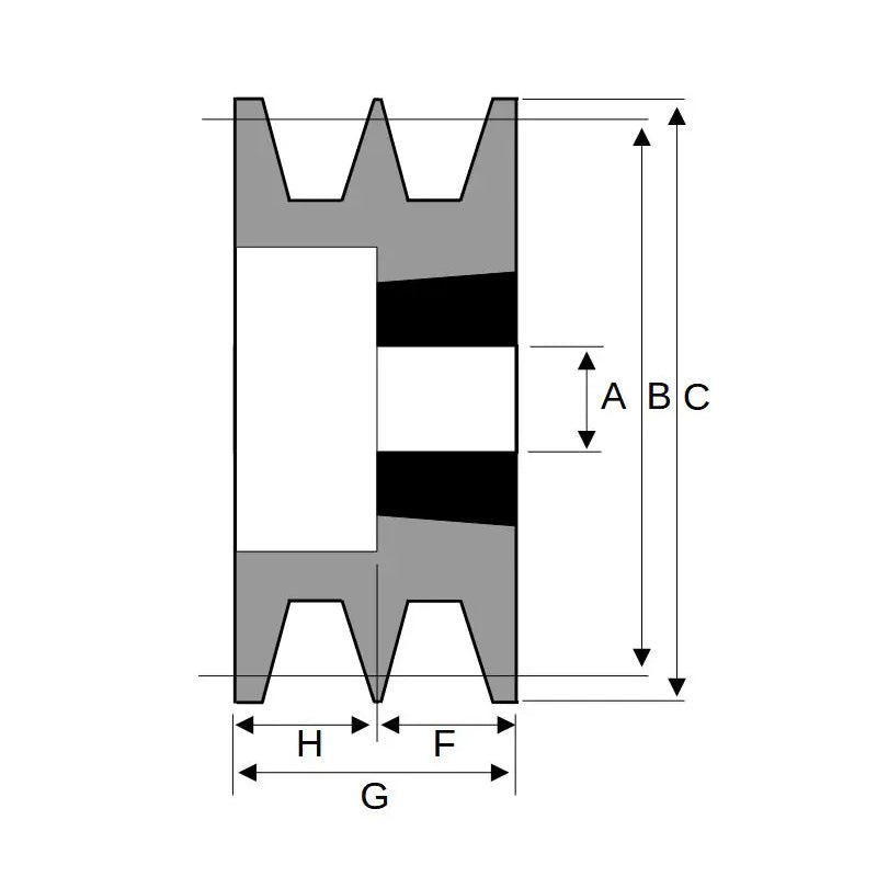 85X2SPZ 85mm Pitch Diameter SPZ Section Tapered Locking Bush Type Pulley with 2 Grooves (Bush not Incl.)