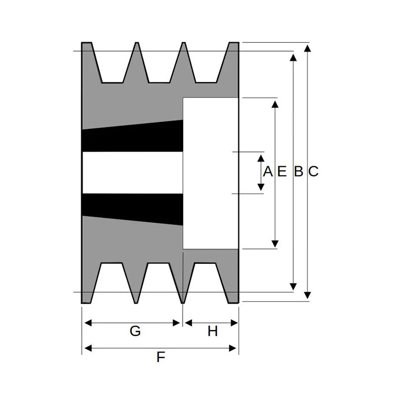 125X3SPZ 125mm Pitch Diameter SPZ Section Tapered Locking Bush Type Pulley with 3 Grooves (Bush not Incl.)