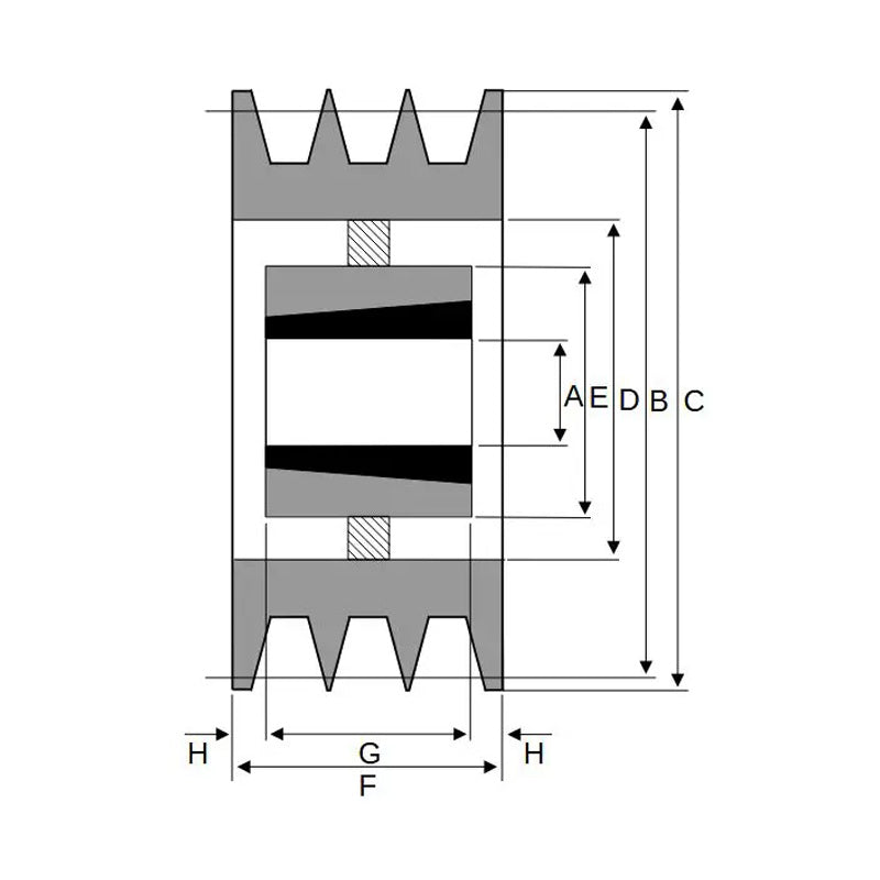 224X3SPZ 224mm Pitch Diameter SPZ Section Tapered Locking Bush Type Pulley with 3 Grooves (Bush not Incl.)