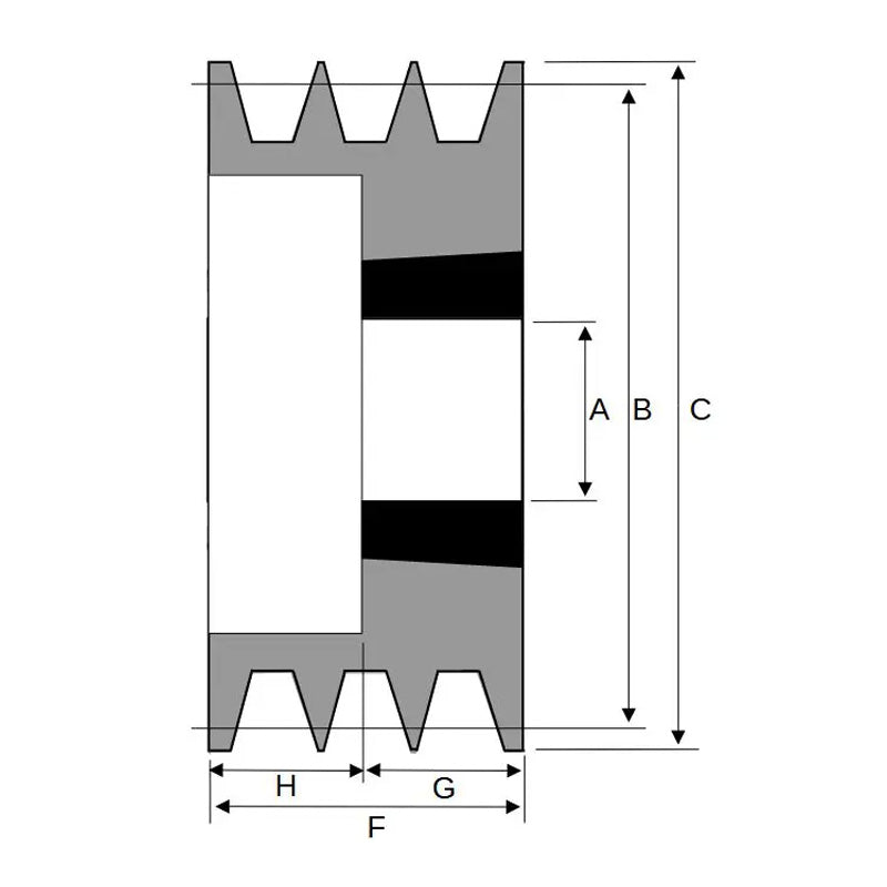 100X3SPZ 100mm Pitch Diameter SPZ Section Tapered Locking Bush Type Pulley with 3 Grooves (Bush not Incl.)