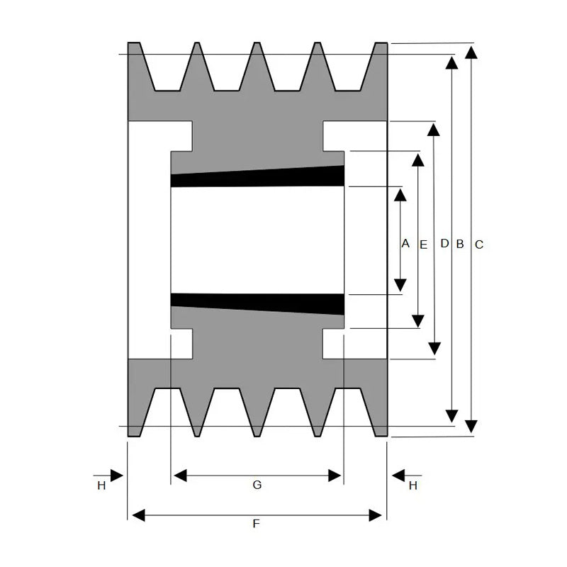 200X4SPZ 200mm Pitch Diameter SPZ Section Tapered Locking Bush Type Pulley with 4 Grooves (Bush not Incl.)