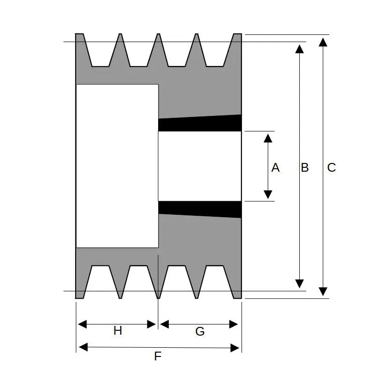 75X4SPZ 75mm Pitch Diameter SPZ Section Tapered Locking Bush Type Pulley with 4 Grooves (Bush not Incl.)