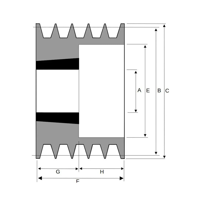 140X5SPZ 140mm Pitch Diameter SPZ Section Tapered Locking Bush Type Pulley with 5 Grooves (Bush not Incl.)