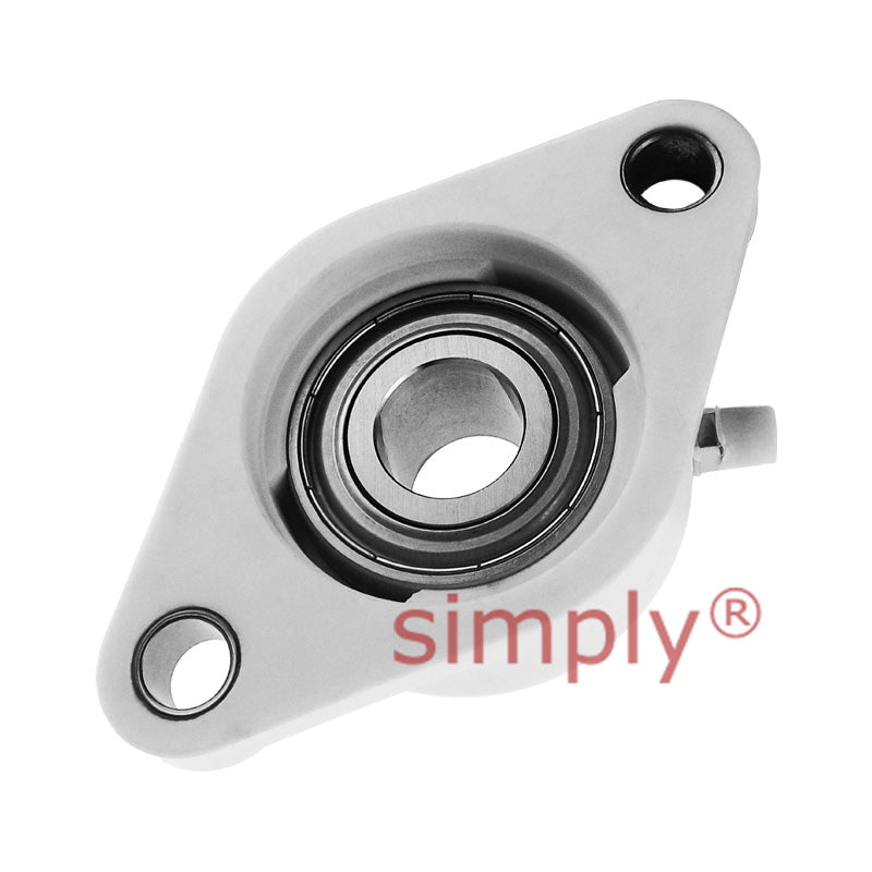 SSBFLPL207 Metric Thermo Plastic Two Bolt Oval Flange Housing with 35mm Bore Stainless Insert