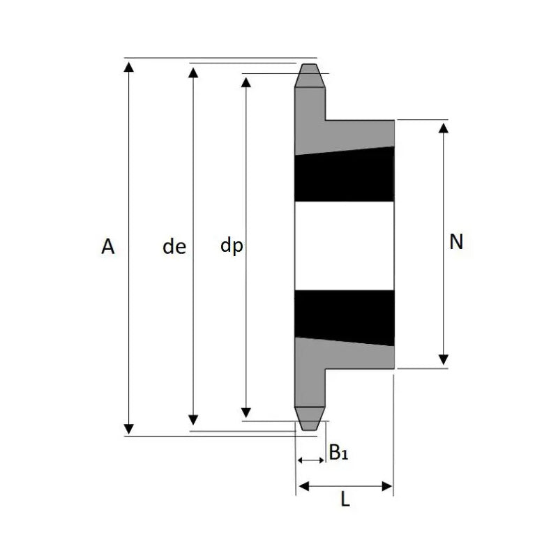 22 Tooth 16B Simplex Sprocket Tapered Locking Bush Type for 1 inch Pitch Chain Bush not Incl.