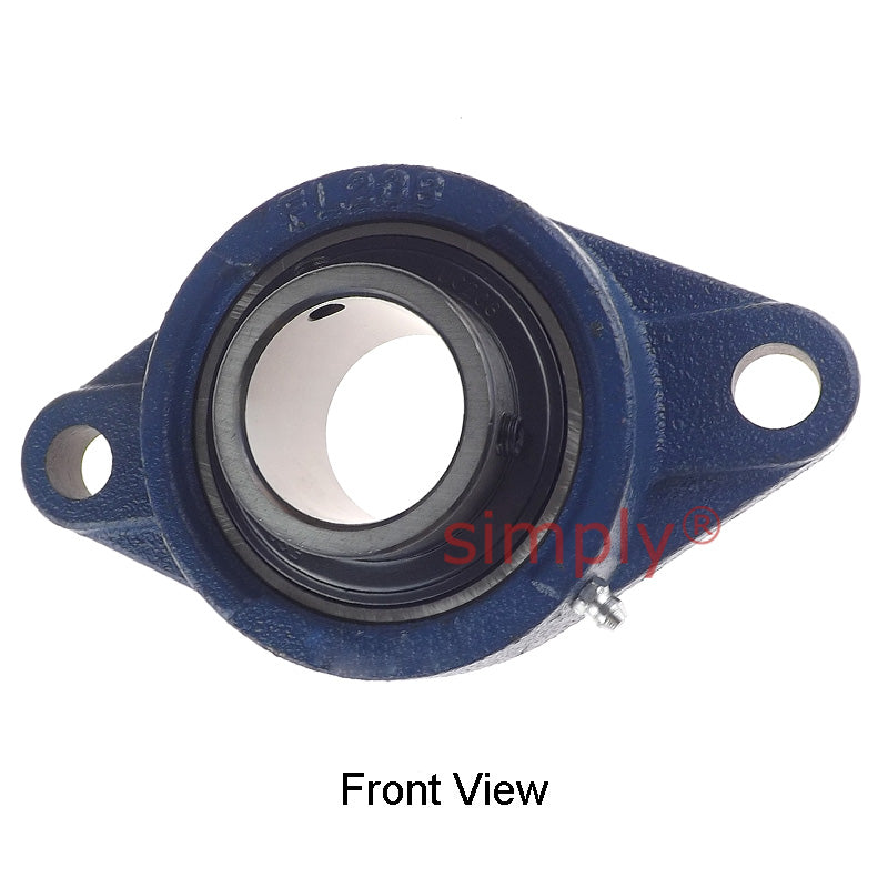 UCFL208 Metric Two Bolt Oval Cast Iron Flange Housing with 40mm Bore Insert