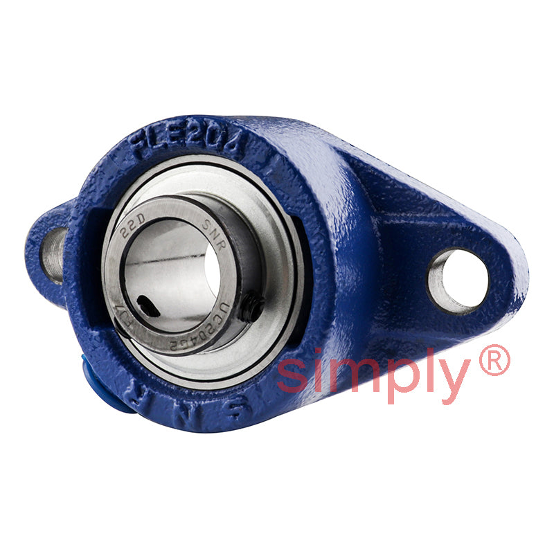 SNR UCFLE204 Metric Two Bolt Oval Cast Iron Flange Housing with 20mm Bore Insert