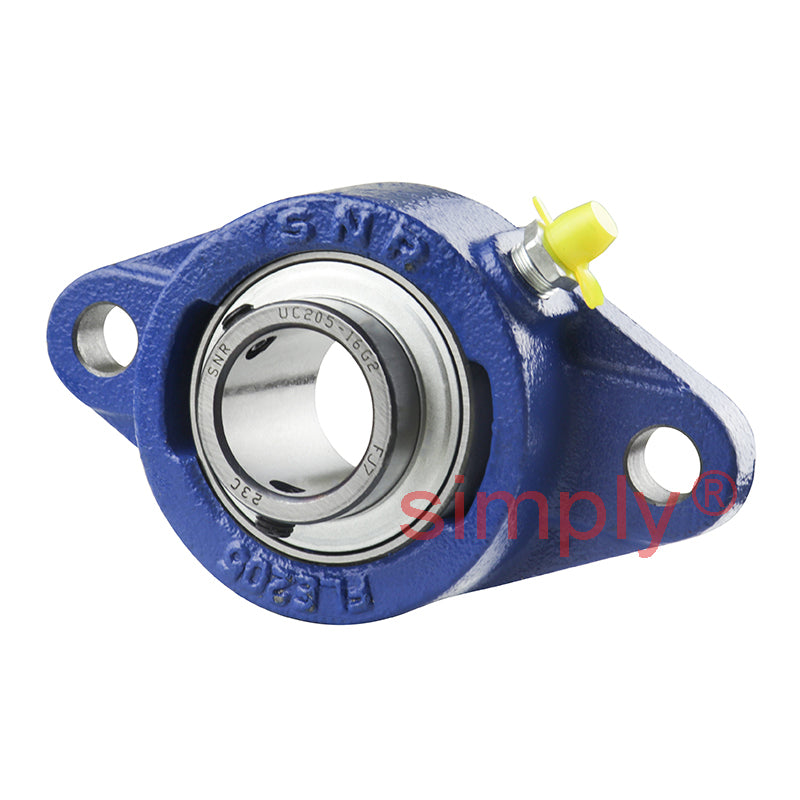 SNR UCFLE205-16 Imperial Two Bolt Oval Cast Iron Flange Housing with 1 inch Bore Insert