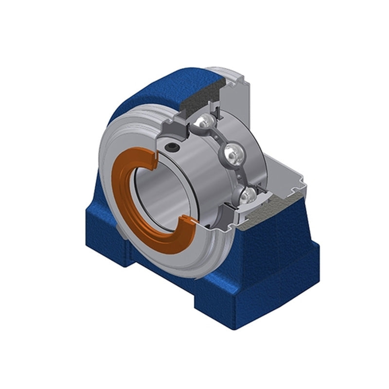 SNR UKPG207HCO Metric Cast Iron Two Bolt Pillow / Plummer Block Housing with Narrow Steel Plate Cover - Open Version - Insert and Adaptor Sleeve Fits 30mm Shaft - Allow 2-3 Days