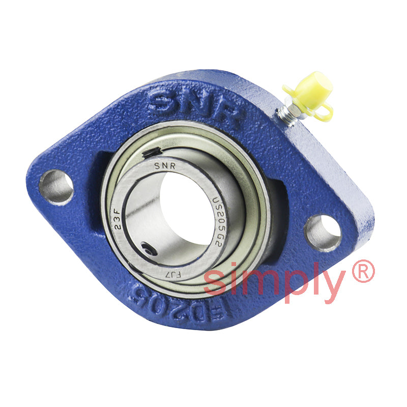 SNR USFD205 Metric Two Bolt Oval Cast Iron Flange Housing with 25mm Bore Insert
