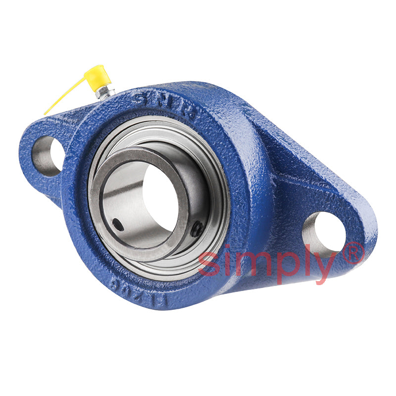 SNR USFL203 Metric Two Bolt Oval Cast Iron Flange Housing with 17mm Bore Insert - Allow 2-3 Days