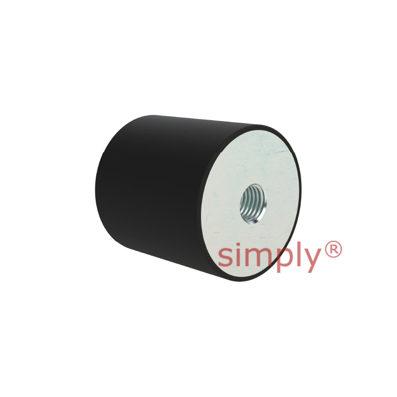 High-Performance Female Rubber Cylindrical Bump Stop 20x20mm M6 Thread