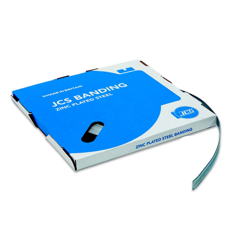 10m Roll - JCS NBZ10 Zinc Plated Steel Banding with 12mm Width